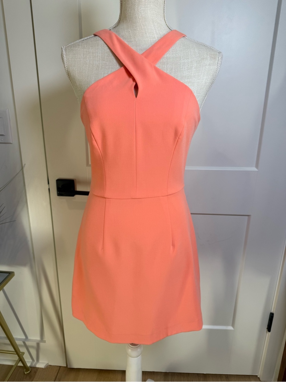 French Connection Whisper Xover Halter Neck Dress NWT Coral Sands Size 2